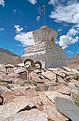 Ladakh - Chorten and cairn of graved stones close to Tso Kar